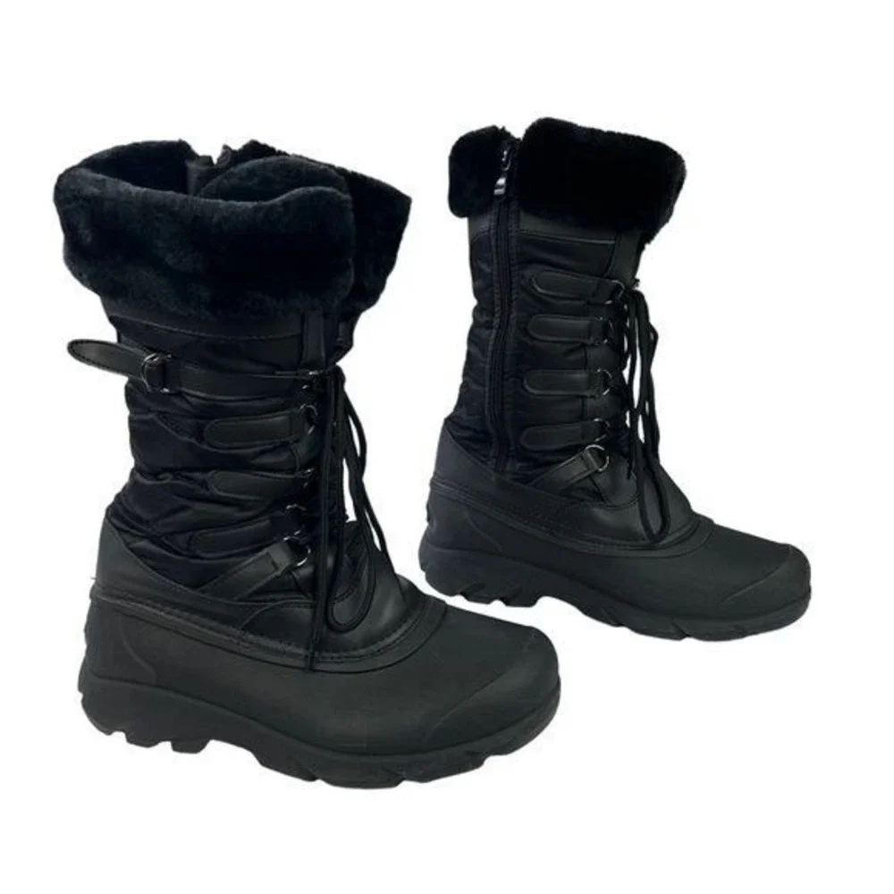 Dream Pairs Tapanz-1‎ Winter Boots Black Thinsulate Faux Fur Snow Hiking Women 8